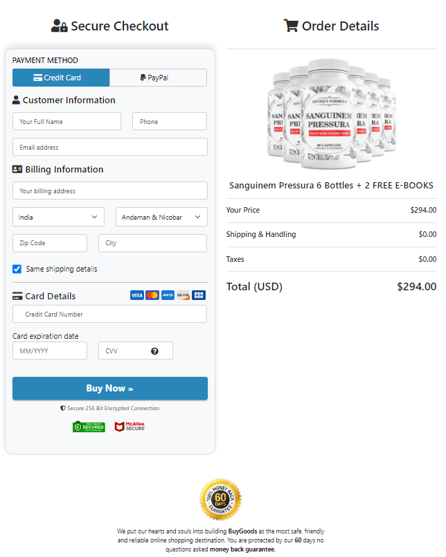 Sanguinem Pressura Order Form